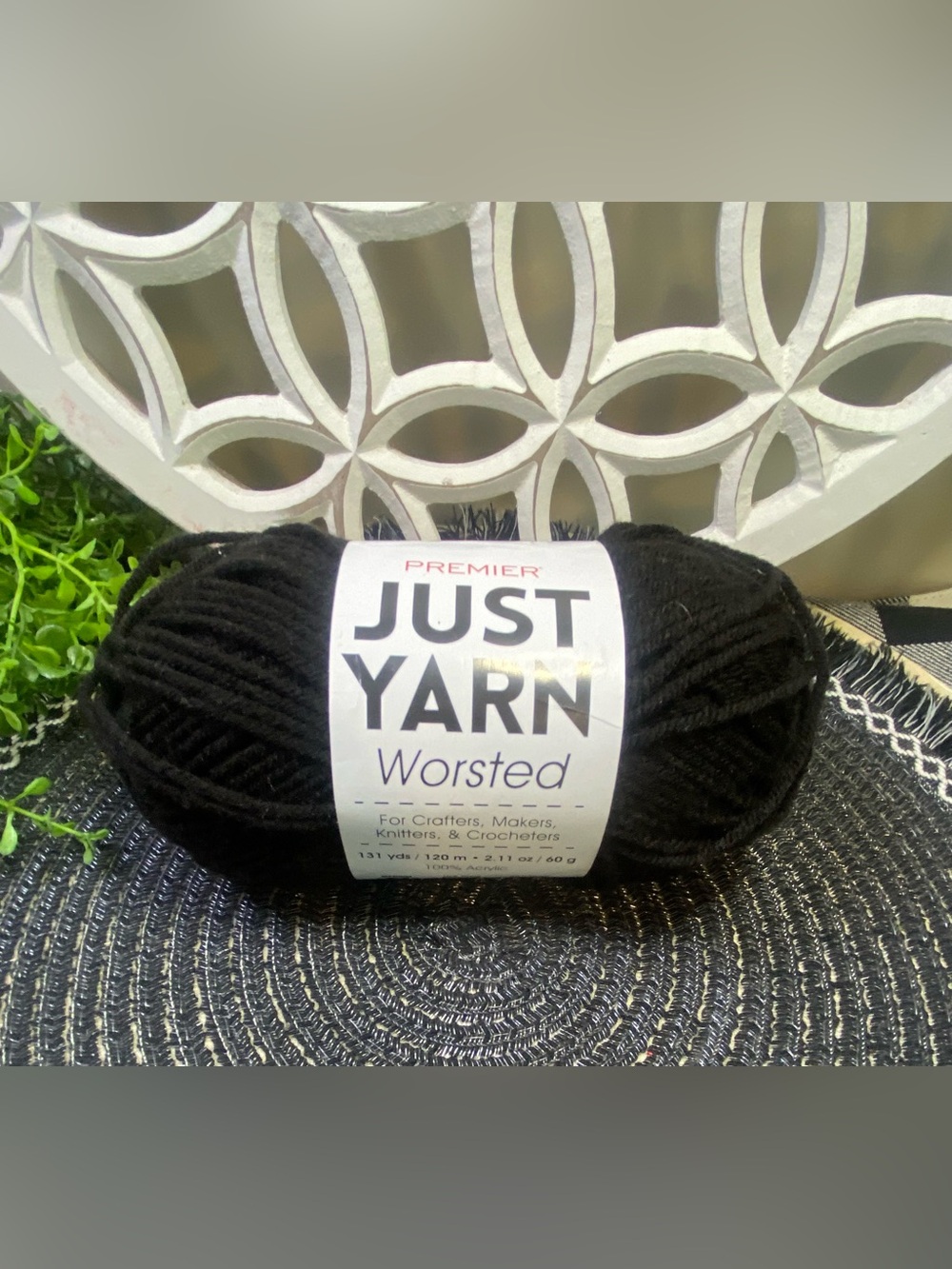 Premier Just Yarn Worsted Solid Black For Crafters Approx. 131‎ yds/120m